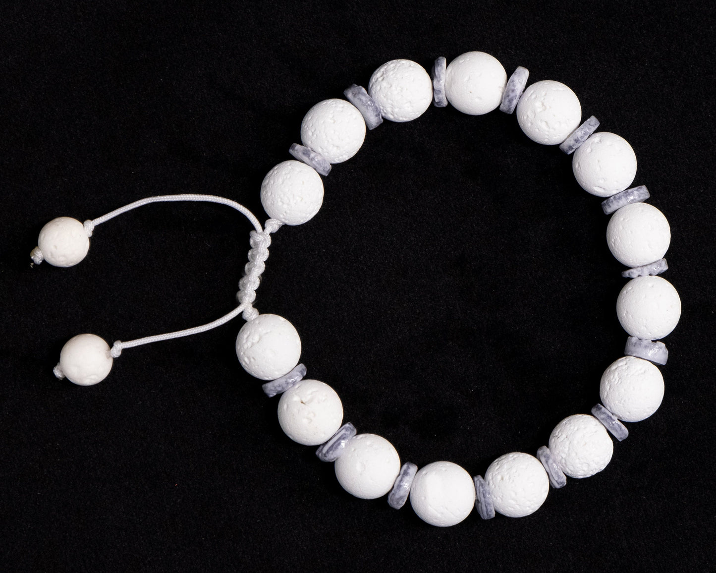 10mm White Lava Genuine, Grey Shell Spacer Beaded Bracelet | Adjustable | Unique | Natura | Healing Stone | Bohemian