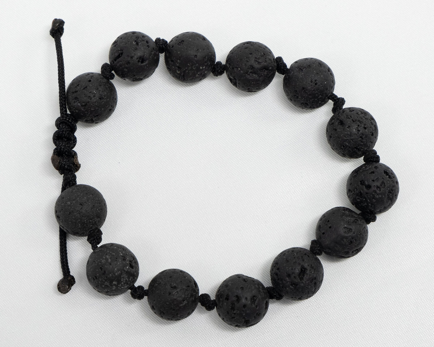 Black Lava Genuine, Knotted Beaded Bracelet | Adjustable | Unique | Natural | Meditation Crystal | Healing Stone | Bohemian