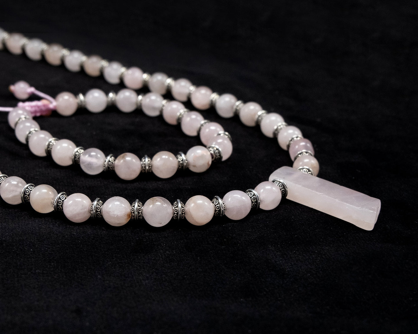 8mm Rose Quartz beaded Necklace & Bracelet | Silver Tribal Spacers | Unique | Natural | Meditation Crystal | Healing Stone | Bohemian