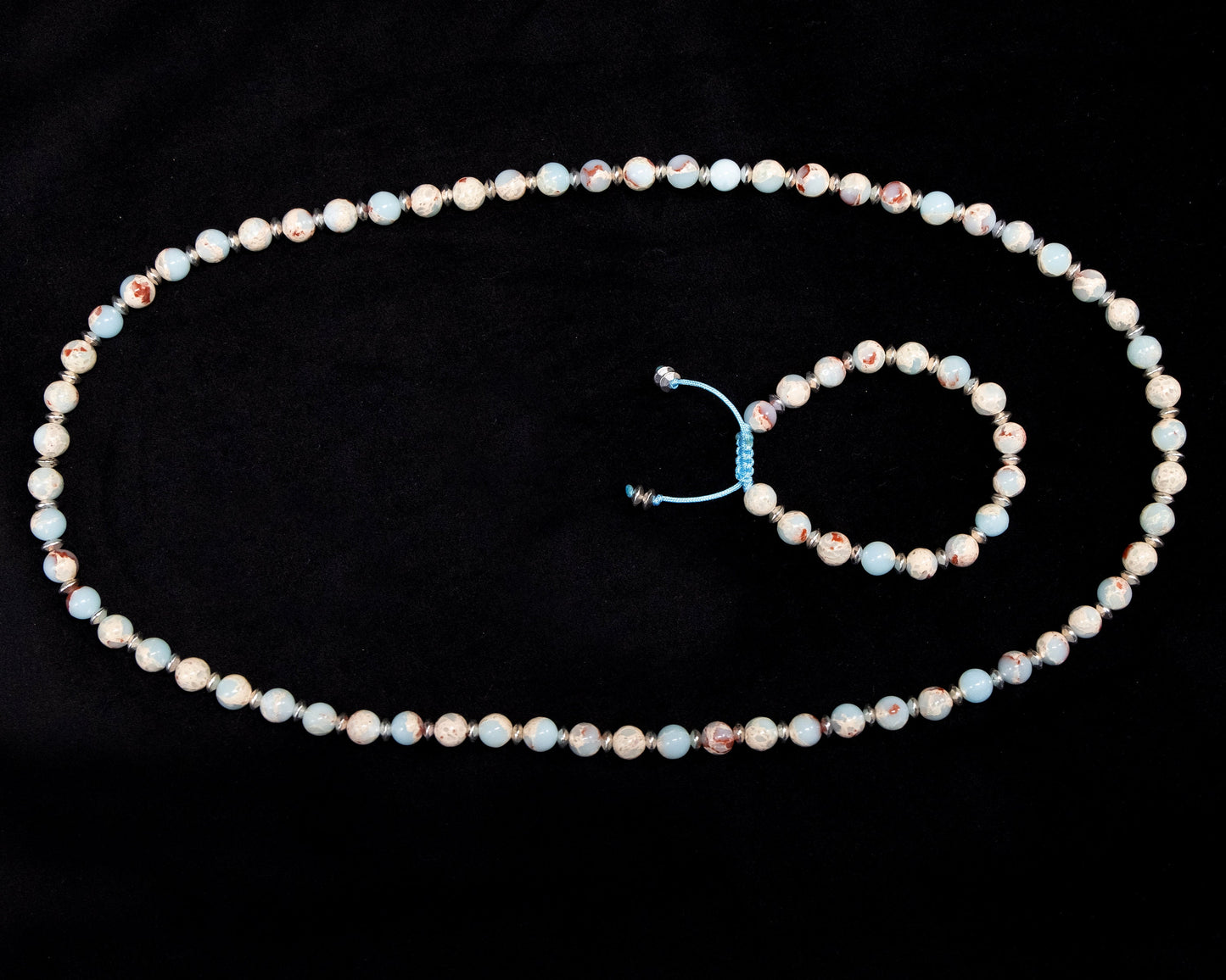 8mm Sea Sediment Jasper Beaded Necklace & Bracelet | Genuine | Natural | Meditation Crystal | Healing Stone | Bohemian