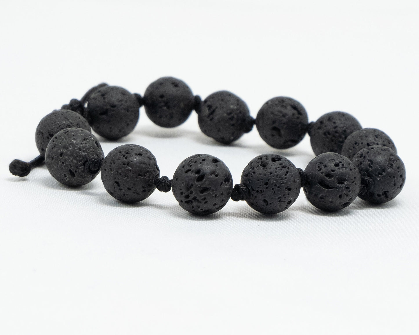 Black Lava Genuine, Knotted Beaded Bracelet | Adjustable | Unique | Natural | Meditation Crystal | Healing Stone | Bohemian