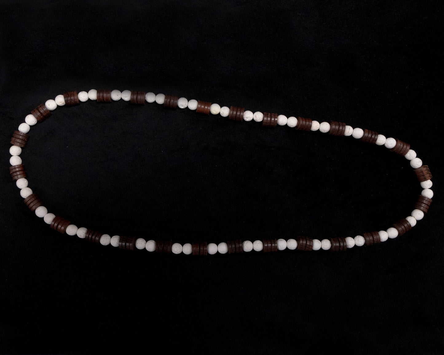 8mm White Lava and Wood Beaded Necklace | Unique | Natural | Meditation Crystal | Healing Stone | Bohemian