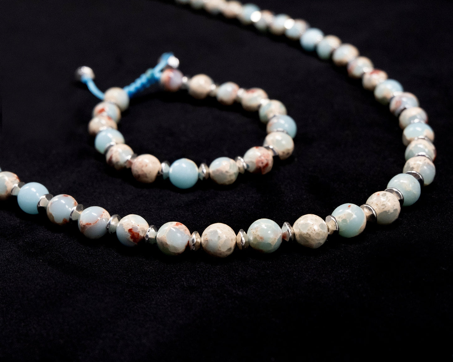 8mm Sea Sediment Jasper Beaded Necklace & Bracelet | Genuine | Natural | Meditation Crystal | Healing Stone | Bohemian