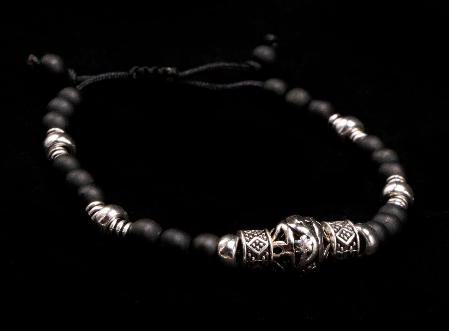 6mm Shungite from Kazakhstan Genuine silver spacers, Beaded Bracelet | Adjustable | blocks 5g | Meditation | Healing Stone | Bohemian