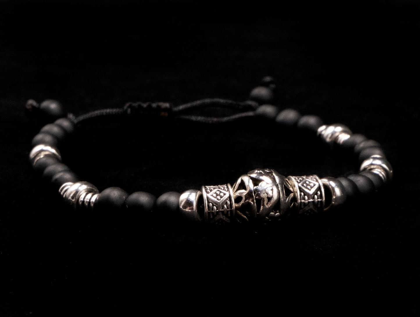 6mm Shungite from Kazakhstan Genuine silver spacers, Beaded Bracelet | Adjustable | blocks 5g | Meditation | Healing Stone | Bohemian