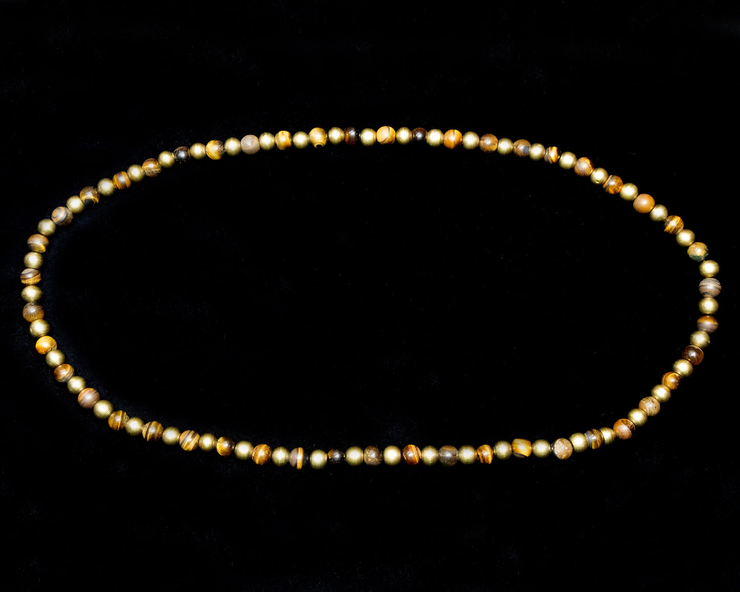 8mm Tiger Eye’s Genuine, Beaded Necklace & Brass Spacer Beads | Unique | Natural | Meditation Crystal | Healing Stone | Bohemian