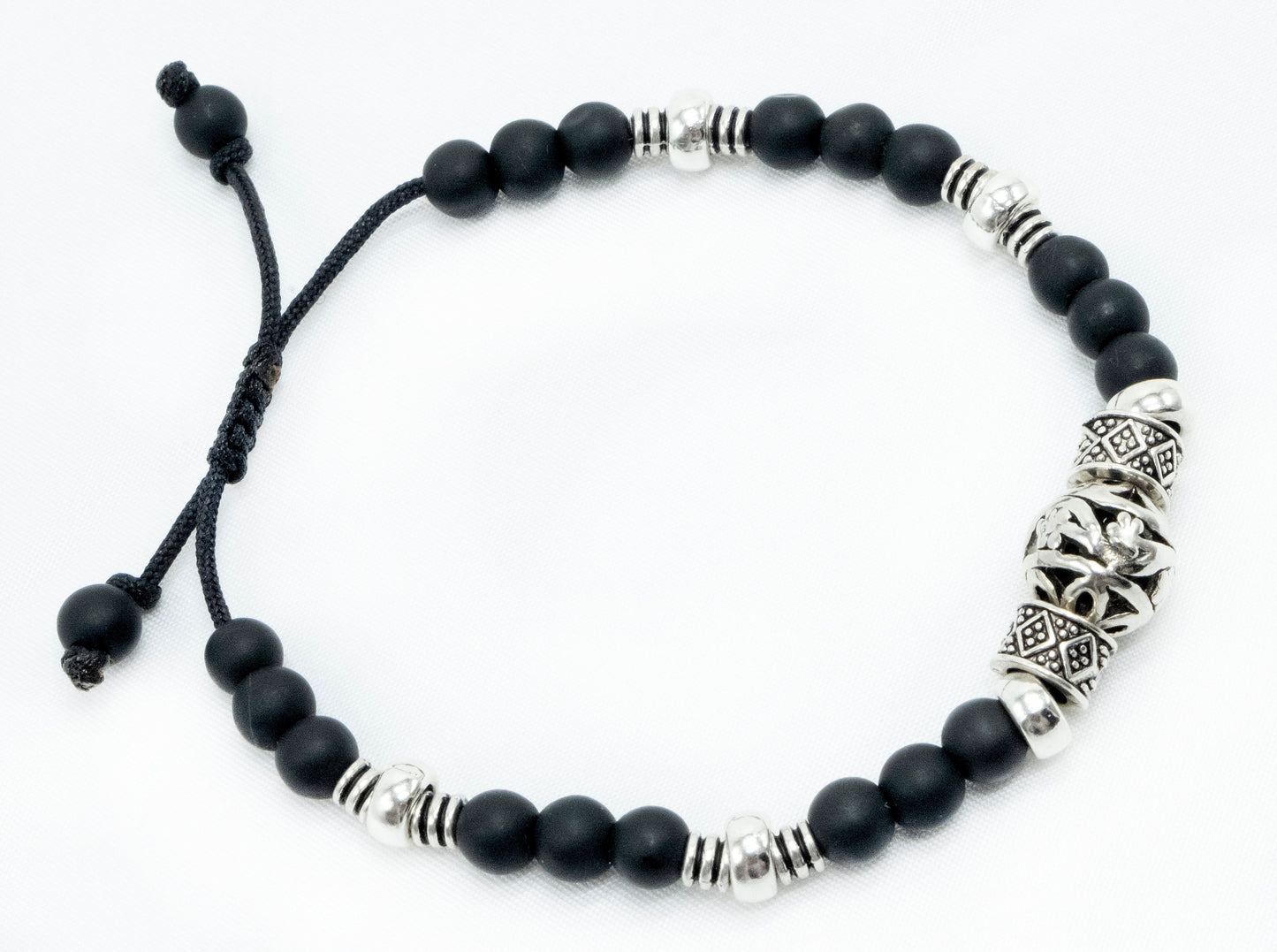 6mm Shungite from Kazakhstan Genuine silver spacers, Beaded Bracelet | Adjustable | blocks 5g | Meditation | Healing Stone | Bohemian