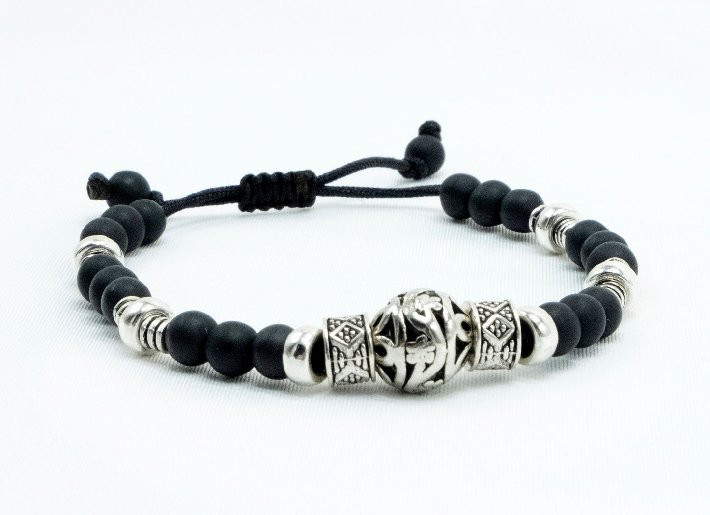 6mm Shungite from Kazakhstan Genuine silver spacers, Beaded Bracelet | Adjustable | blocks 5g | Meditation | Healing Stone | Bohemian