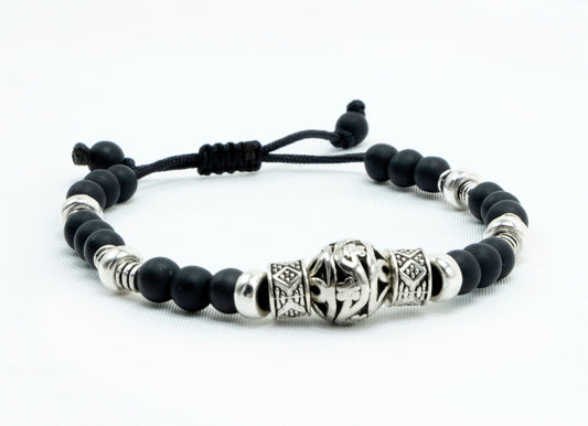 6mm Shungite from Kazakhstan Genuine silver spacers, Beaded Bracelet | Adjustable | blocks 5g | Meditation | Healing Stone | Bohemian